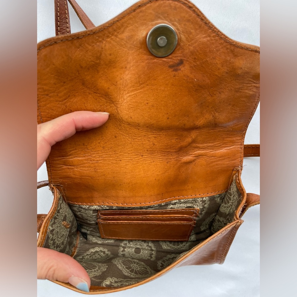 Vintage American West Woven Brown Leather Western Crossbody Bag Bohemian Tooled - Picture 5 of 9
